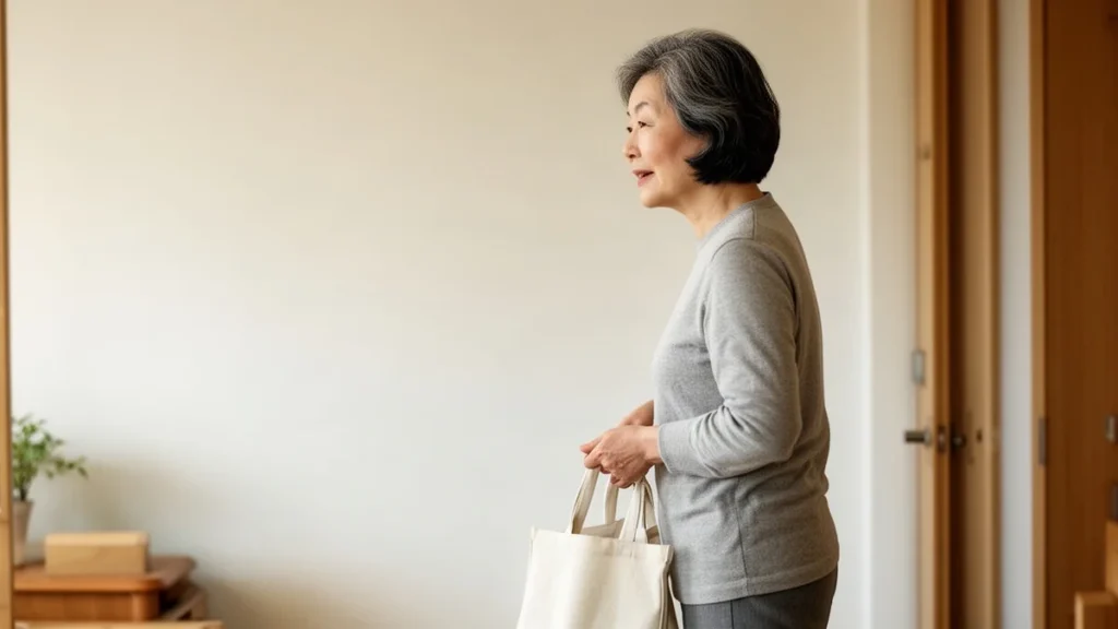 당뇨 관련 병원 방문을 준비하며 외출하는 50~60대 성인