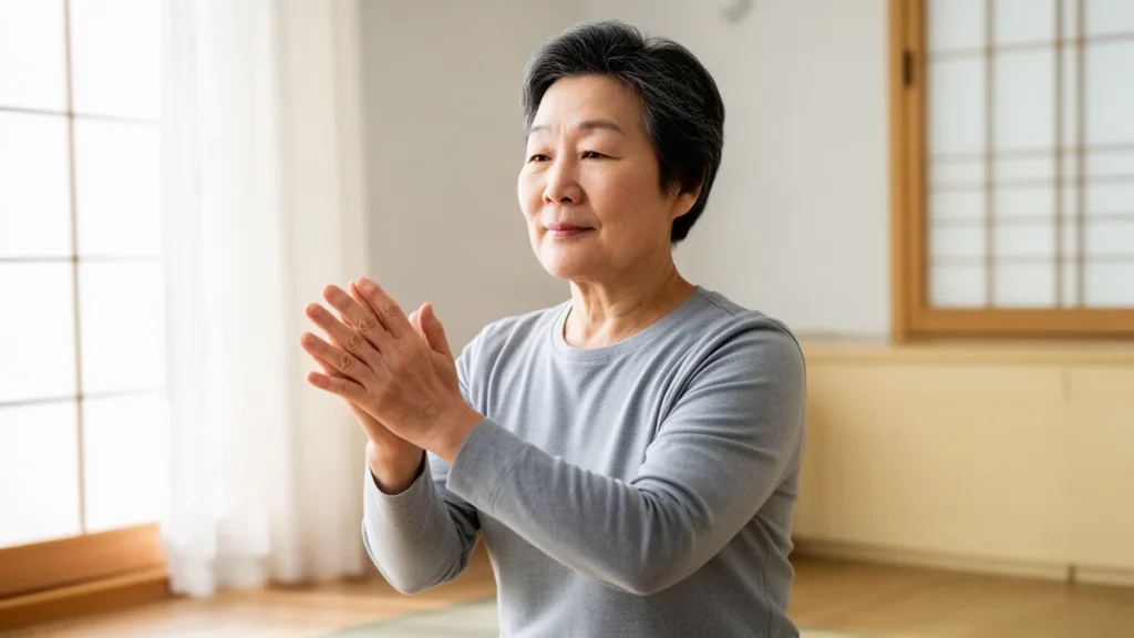 당뇨 관련 아침 건강관리 일상을 준비하는 50~60대 성인