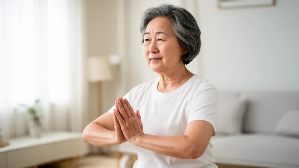 당뇨 관련 아침 건강관리 일상을 준비하는 50~60대 성인