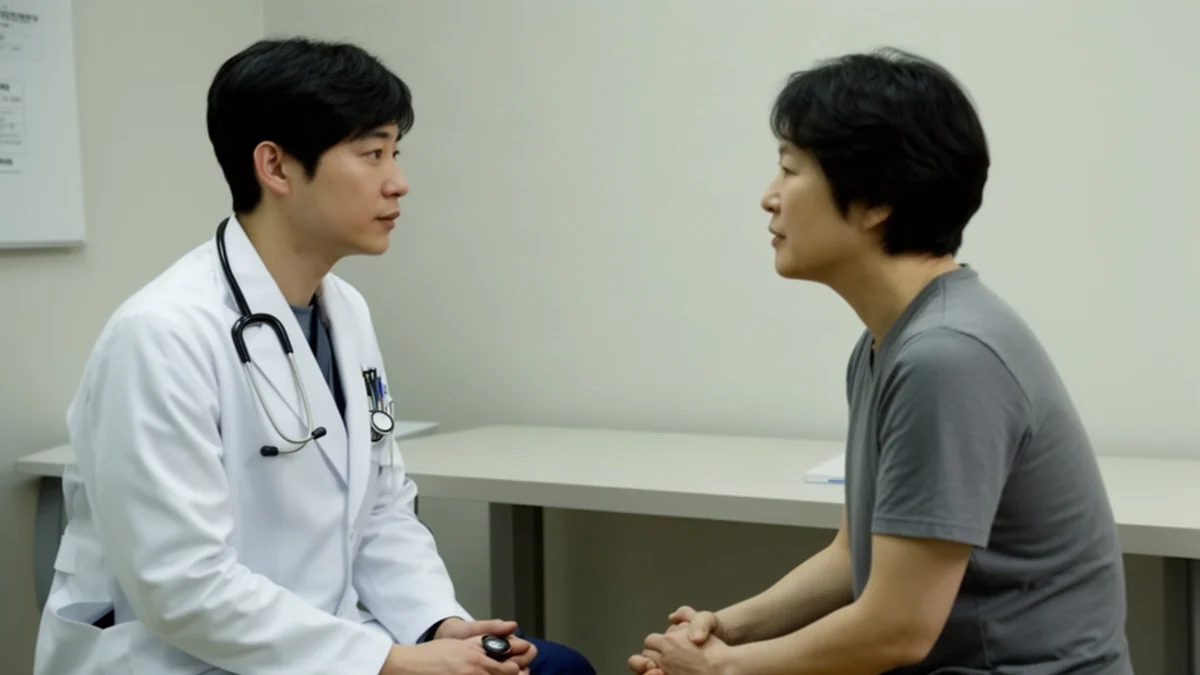 고지혈증 관련 환자의 건강 상태를 듣고 상담하는 의료진